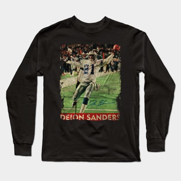 TEXTURE ART-Deion Sanders - RETRO STYLE 4 Long Sleeve T-Shirt by ZiziVintage